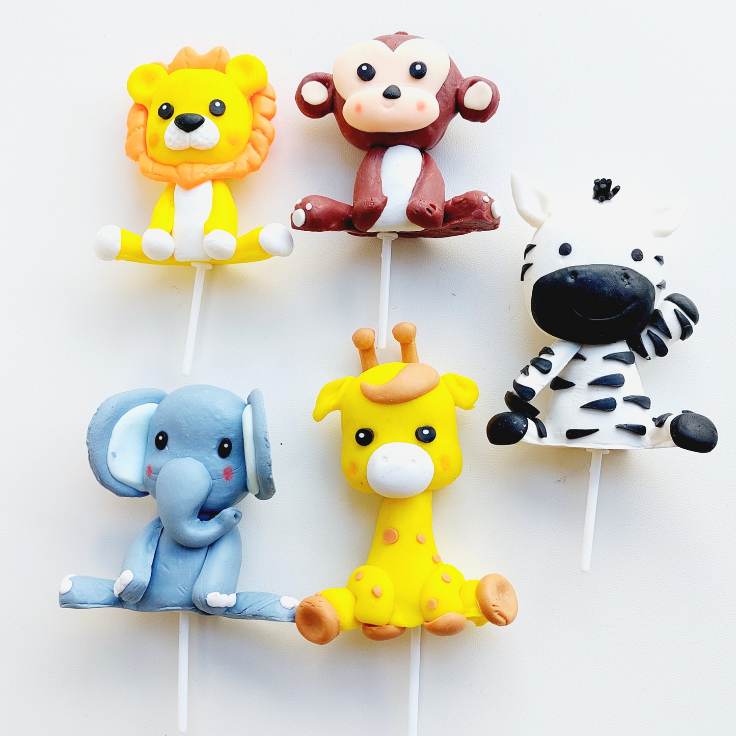 6PCs animal leaf safari jungle zoo Birthday Cake Topper Set