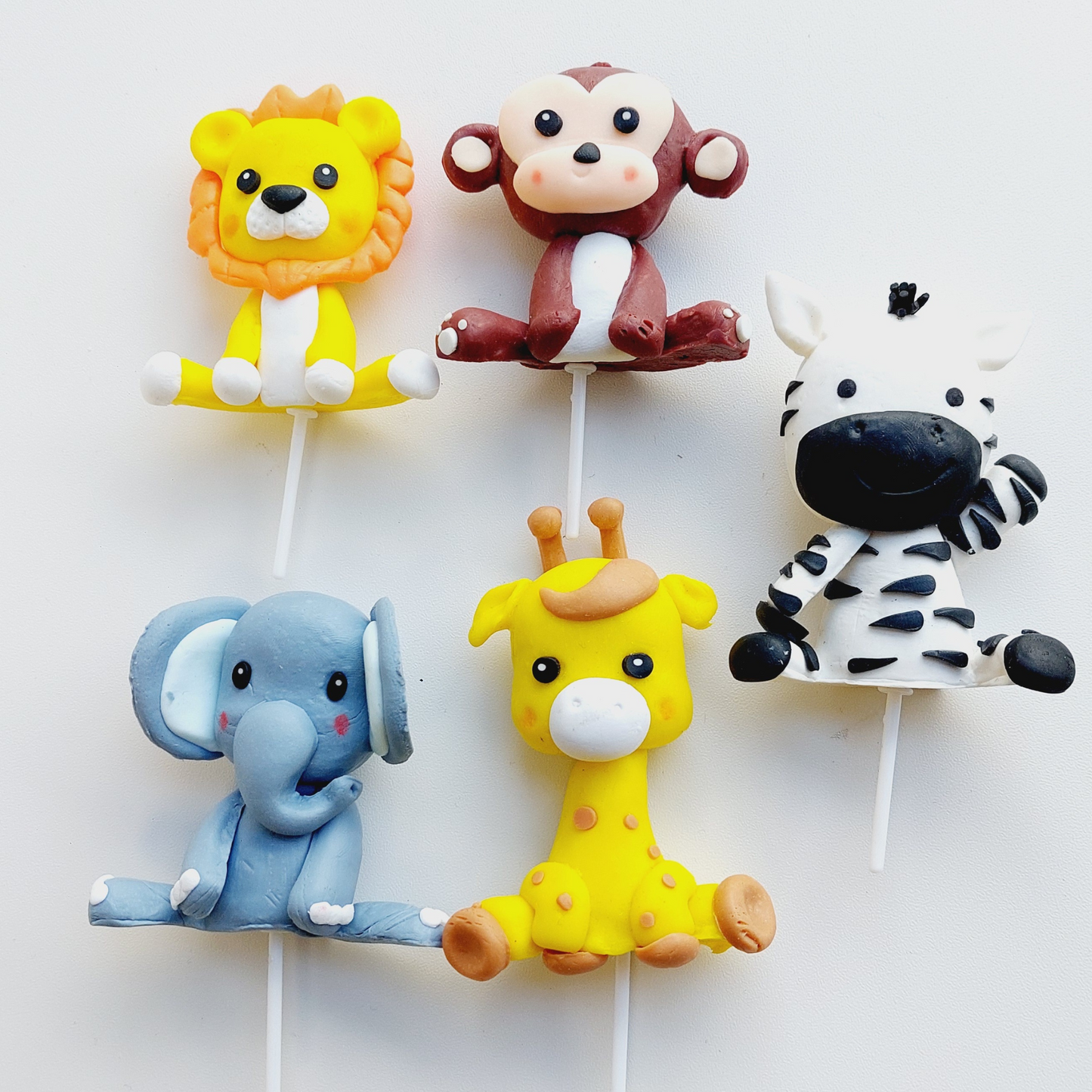 6PCs animal leaf safari jungle zoo Birthday Cake Topper Set