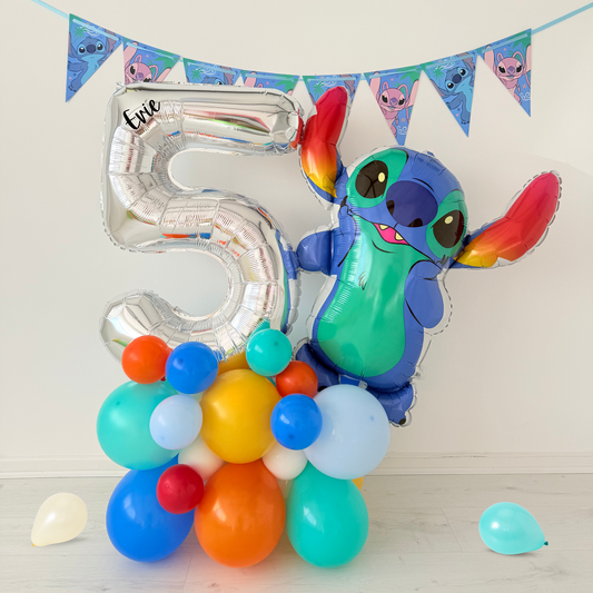 Personalised Stitch movie Balloon bouquet stand display