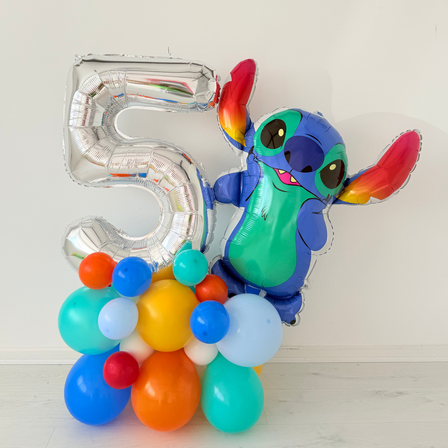 Personalised Stitch movie Balloon bouquet stand display