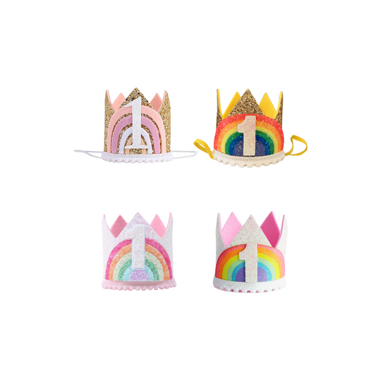 Handmade pastel rainbow Birthday Party Cake Smashing Felt crown Hat