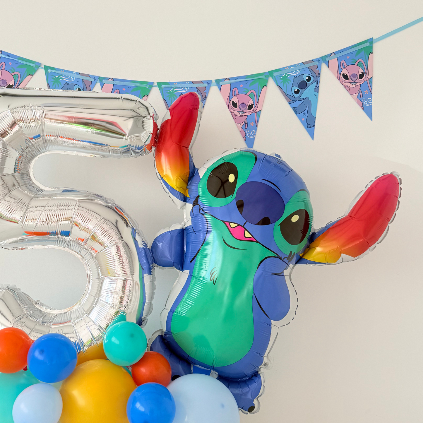 Personalised Stitch movie Balloon bouquet stand display