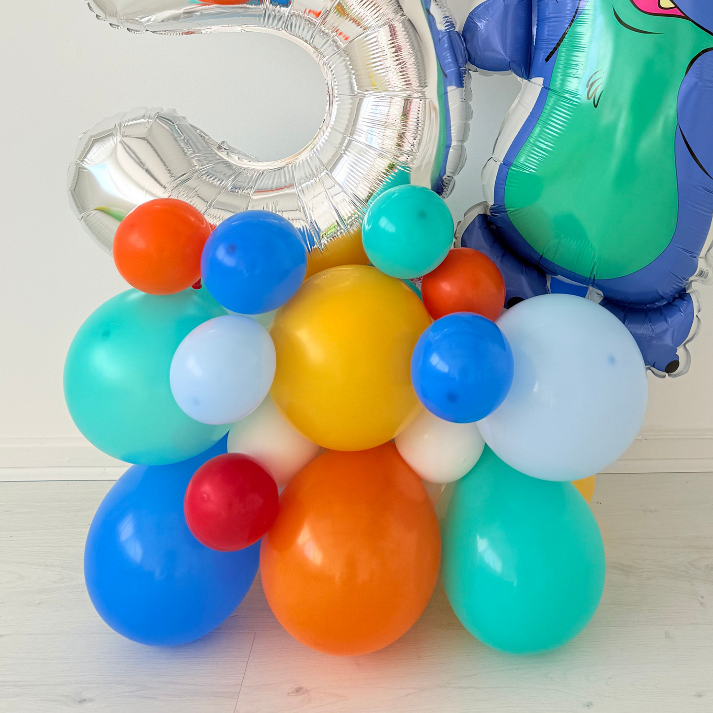 Personalised Stitch movie Balloon bouquet stand display