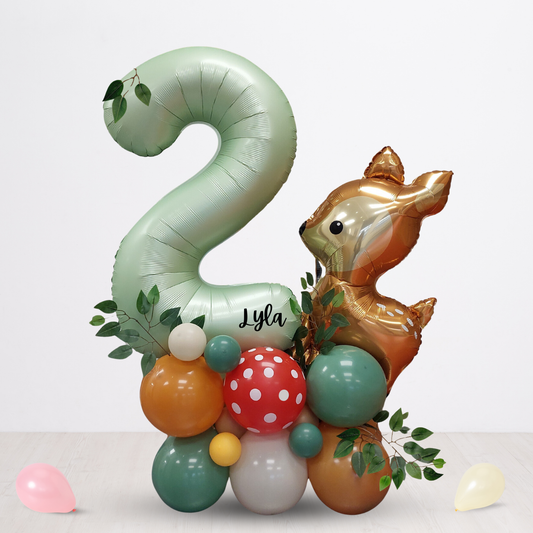 Woodland animals leaves birthday balloon bouquet