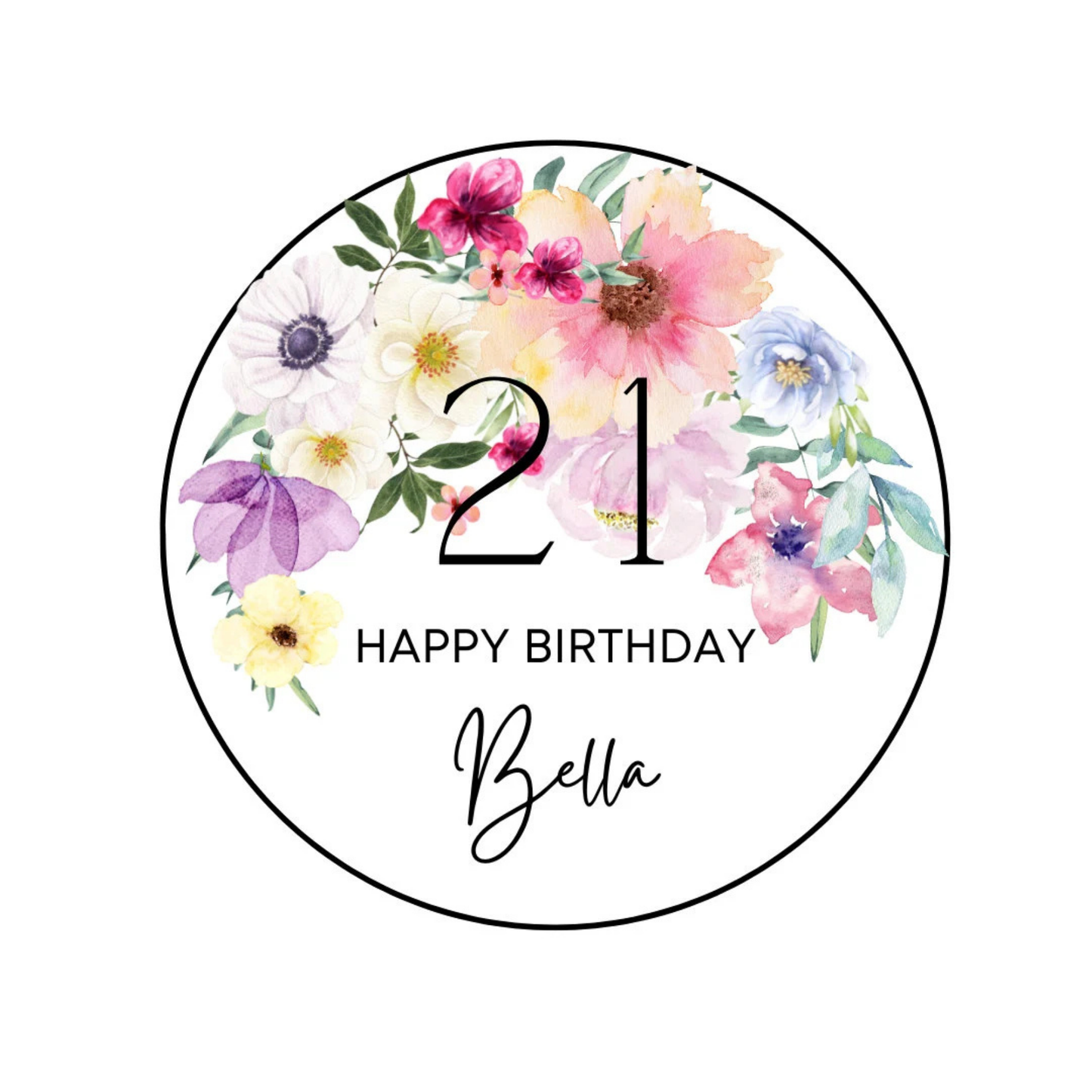 Personalised Floral flowers mother's day women girls Acrylic cake topper