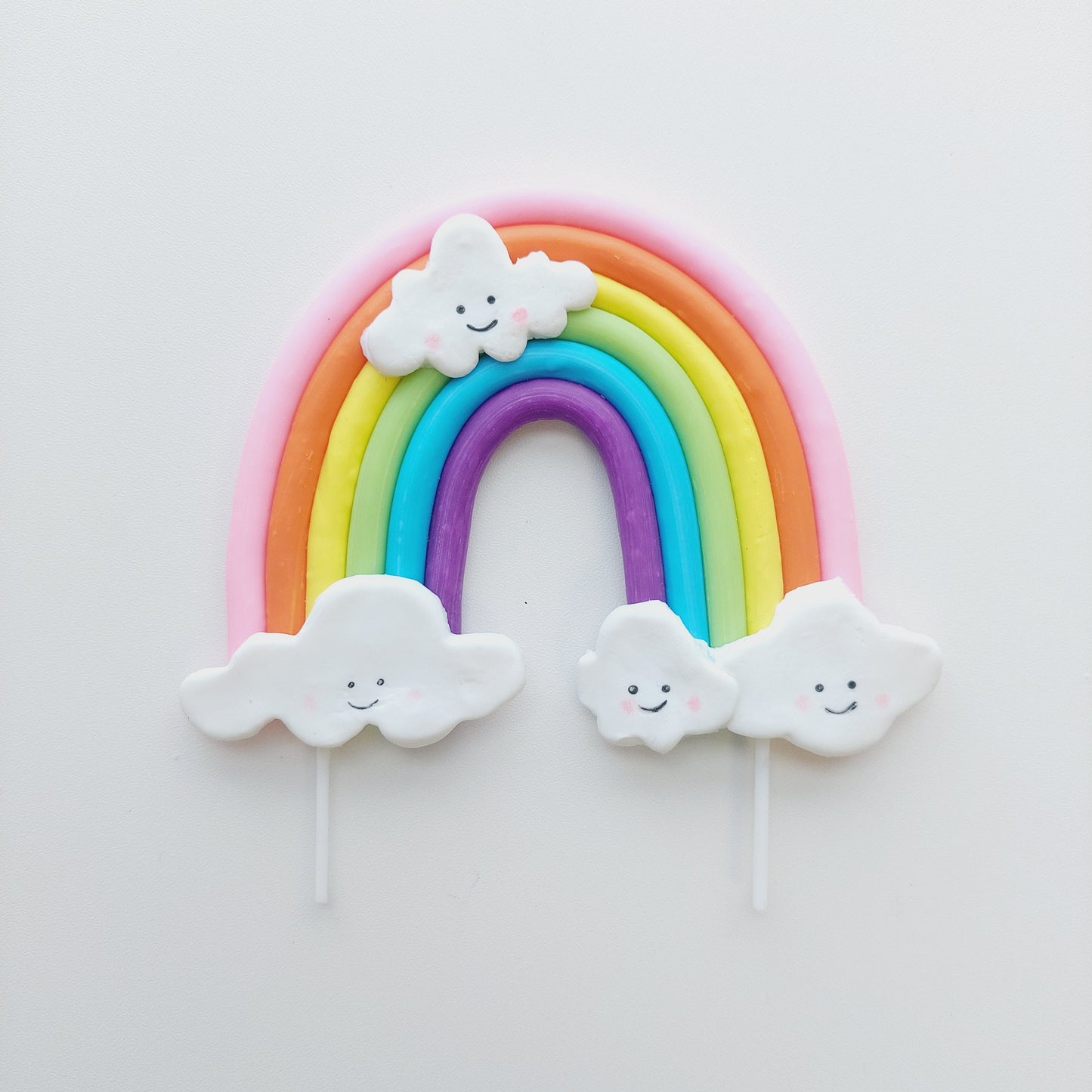 Happy cloud rainbow and balloons cake topper