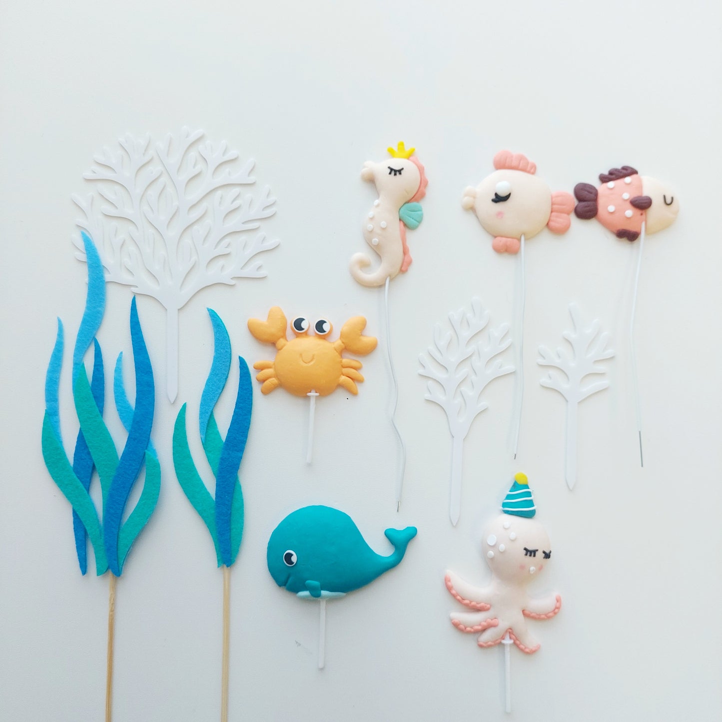 Under the sea fish coral cake topper set