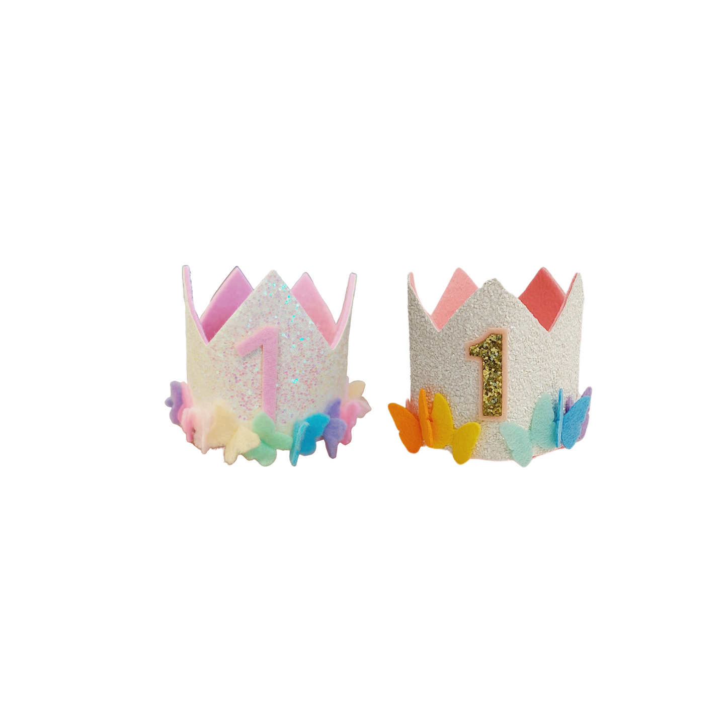 Handmade flowers fairy rainbow butterfly Birthday Party Cake Smashing Felt crown Hat