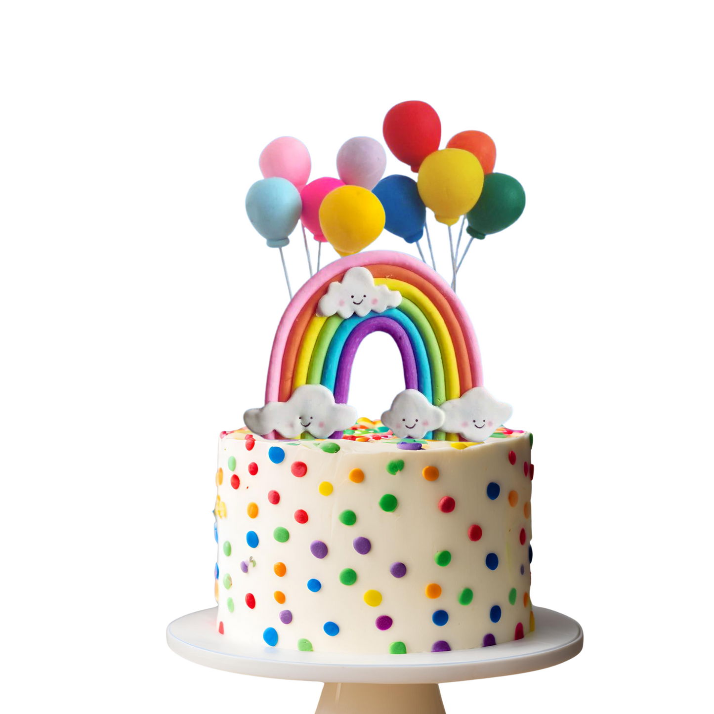 Happy cloud rainbow and balloons cake topper