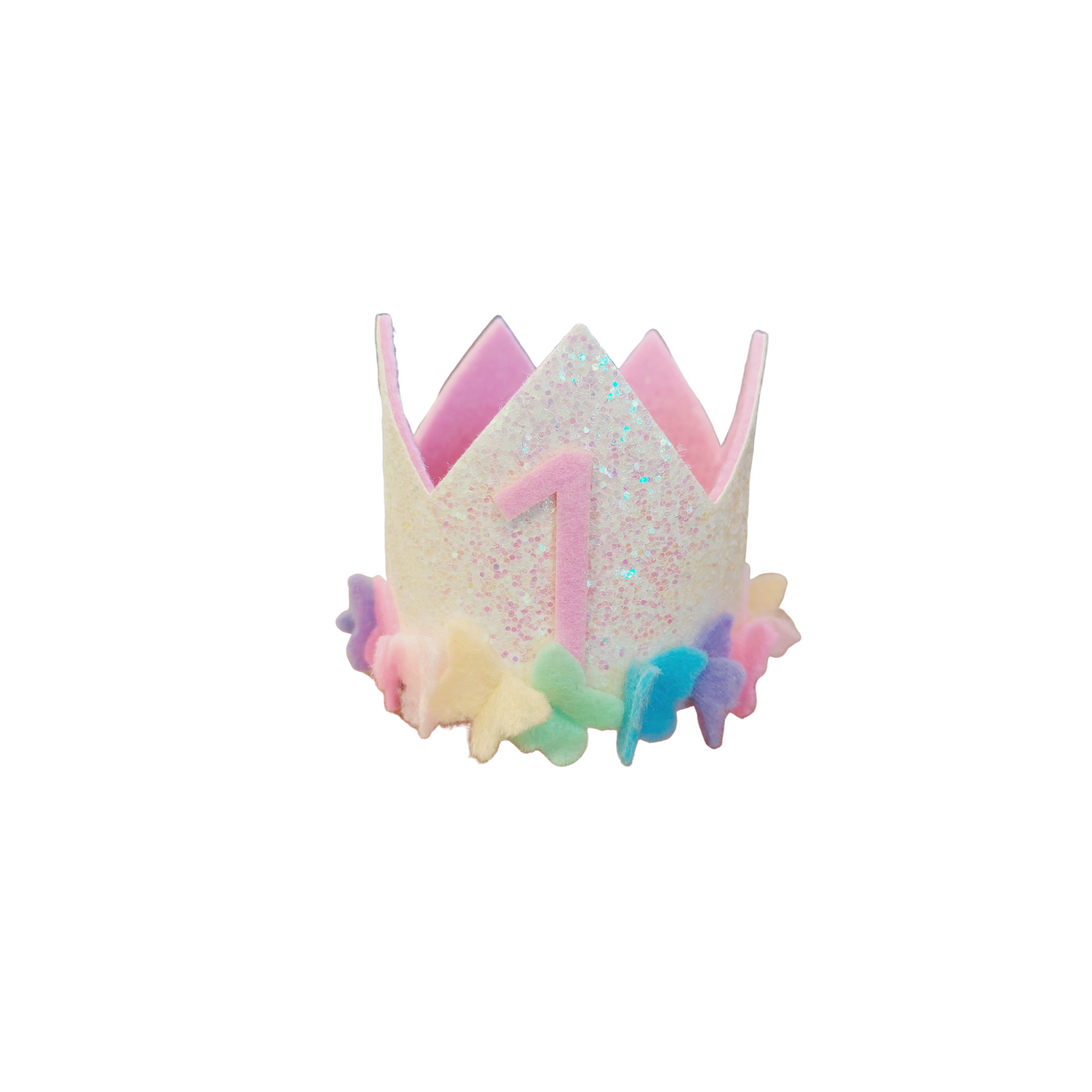 Handmade flowers fairy rainbow butterfly Birthday Party Cake Smashing Felt crown Hat