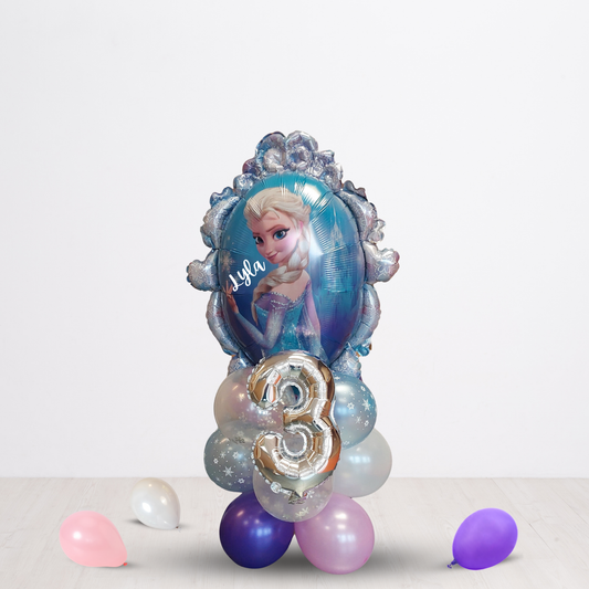 Double sided 35inch mirror frozen Elsa Anna standing balloon bouquet