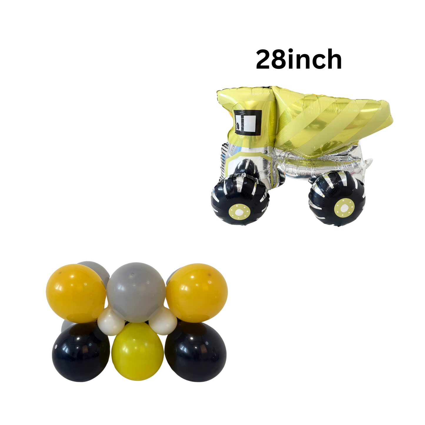 Personalised black yellow Car Vehicle diggers Birthday Balloon Bouquet stand