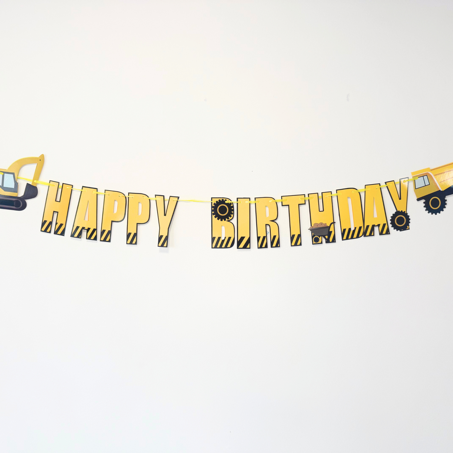 Personalised black yellow Car Vehicle diggers Birthday Balloon Bouquet stand