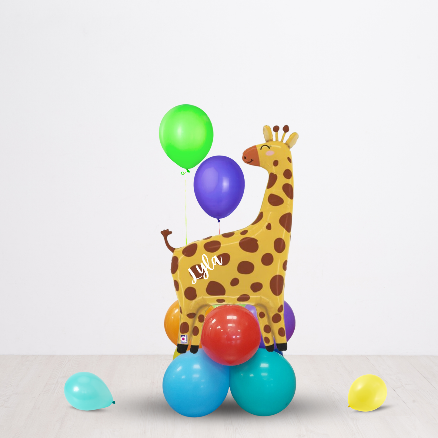 Jungle Animal Balloon Rainbow Giraffe Bouquet table centre piece