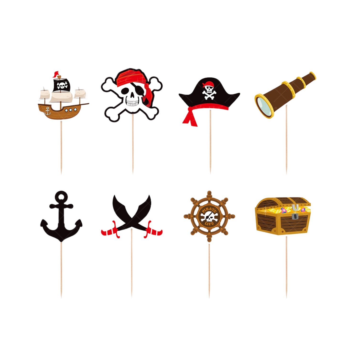 16-pack Pirate themed happy birthday cup cake toppers