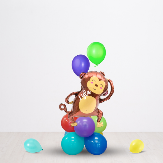 Personalised Jungle Animal Balloon Monkey Bouquet sculpture