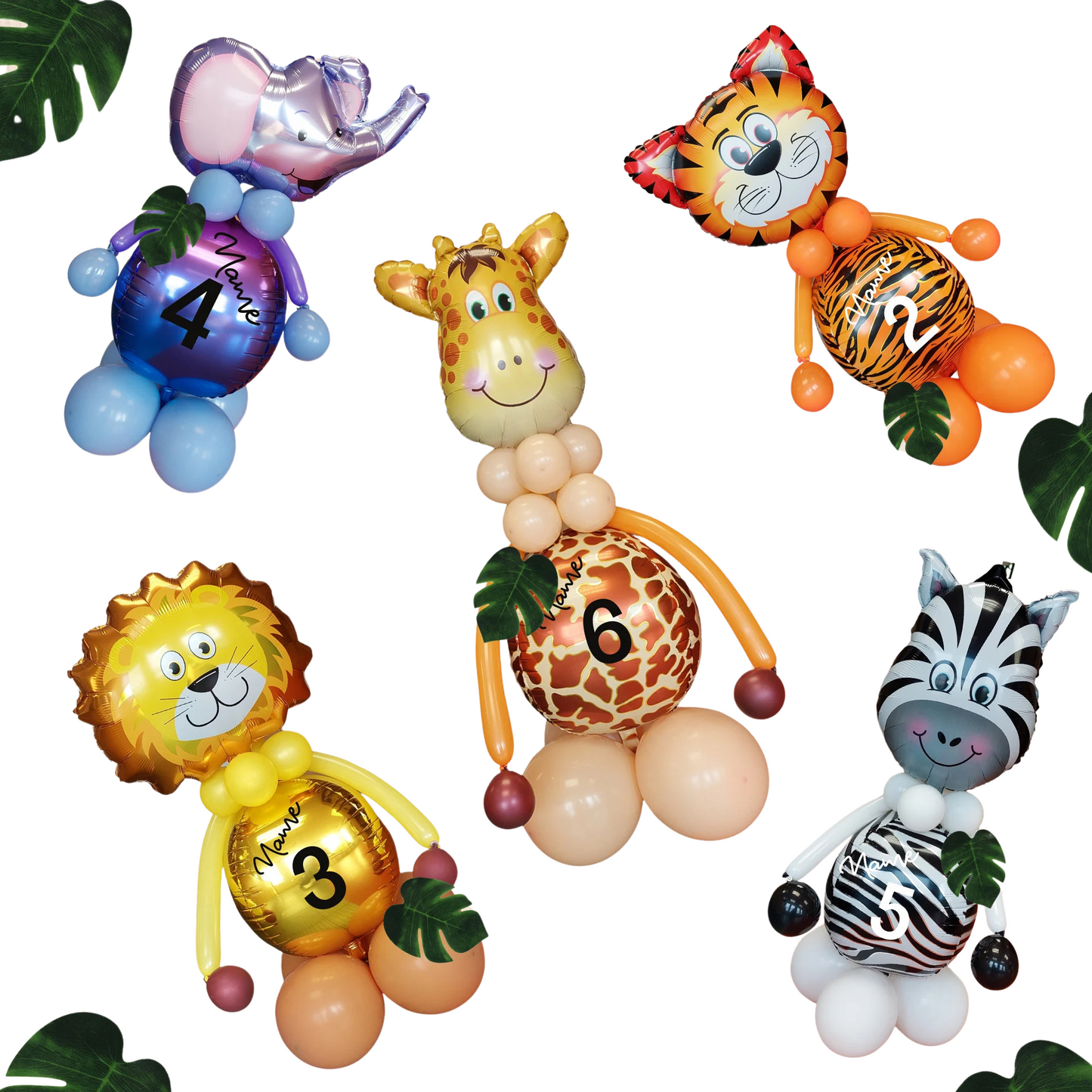 Personalised Jungle Animal Balloon elephant zebra giraffe Monkey Bouquet sculpture