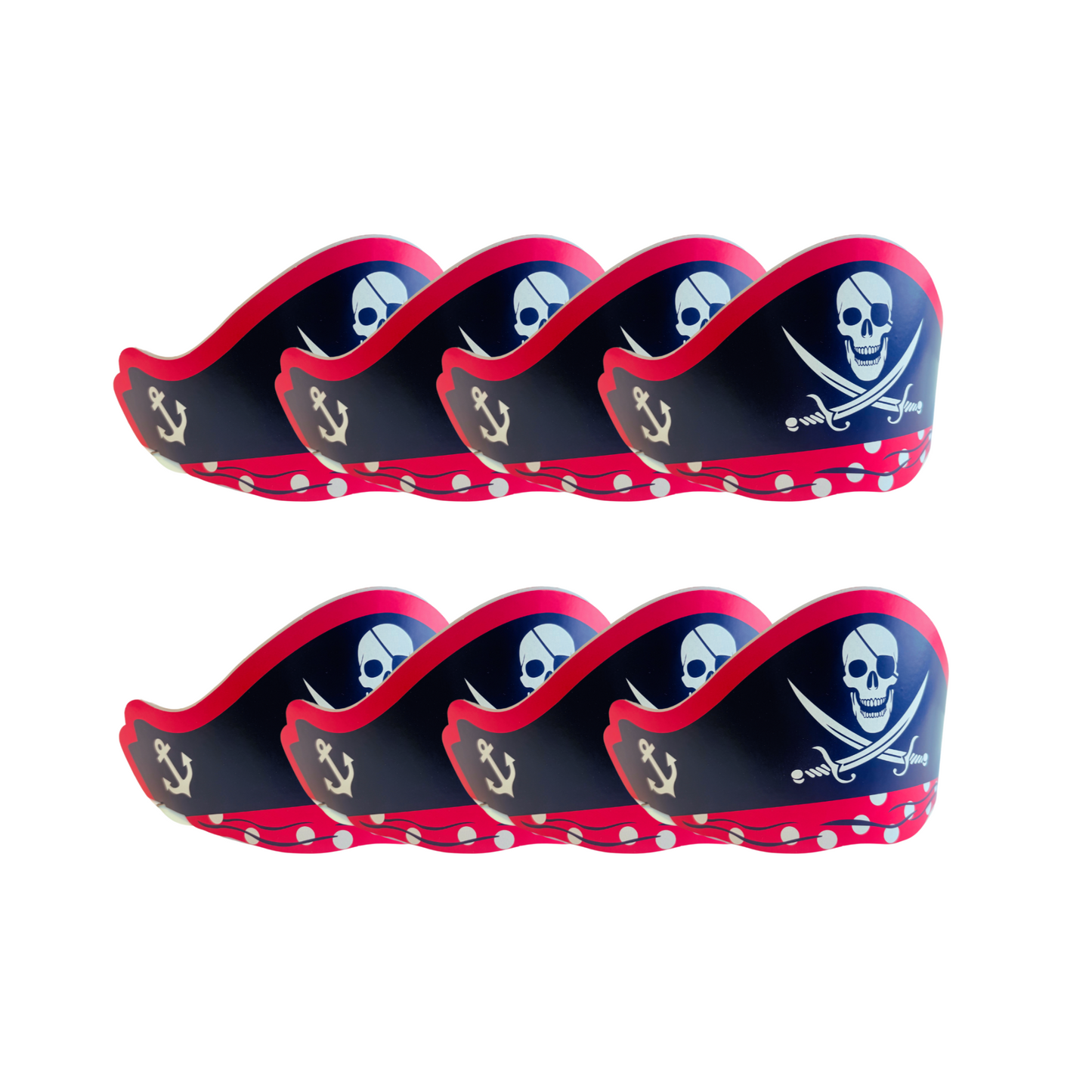 8-pack Pirate themed party adjustable hats