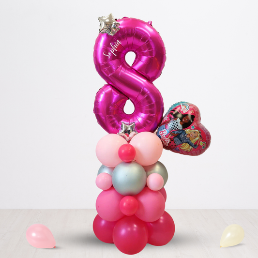 Barbie disco party pink big logo balloon sculpture