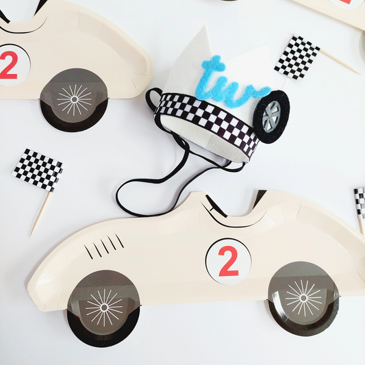 Racing Car Birthday paper plates set two fast 2nd birthday 8-pack