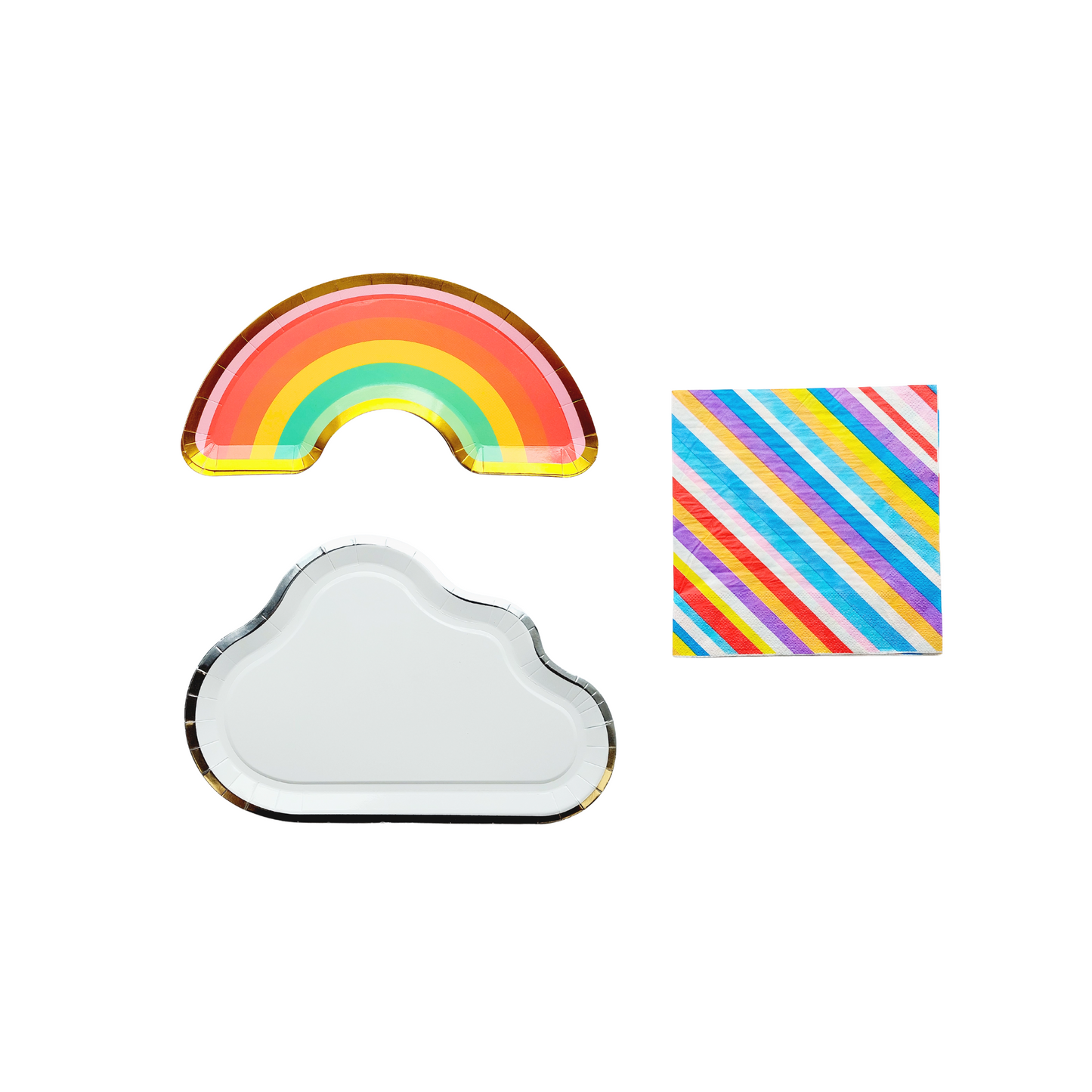 8-pack Rainbow and cloud party disposable paper tableware kit