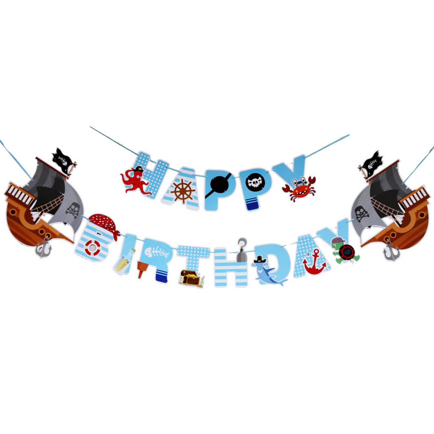 Pirate themed party happy birthday bunting banner garland