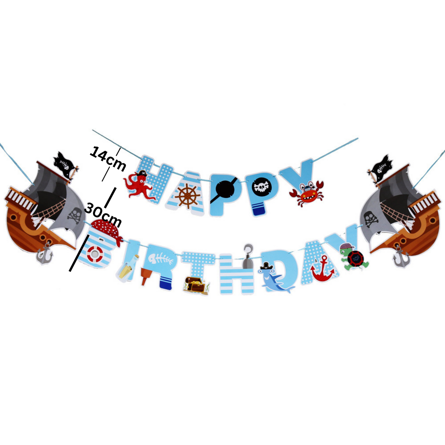 Pirate themed party happy birthday bunting banner garland