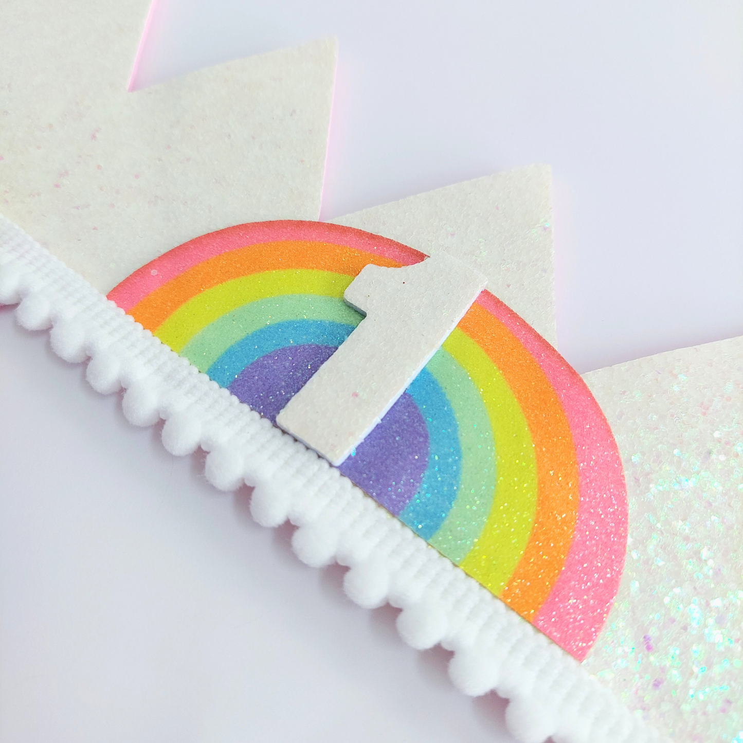 Pastel rainbow birthday cake smashing crown hat