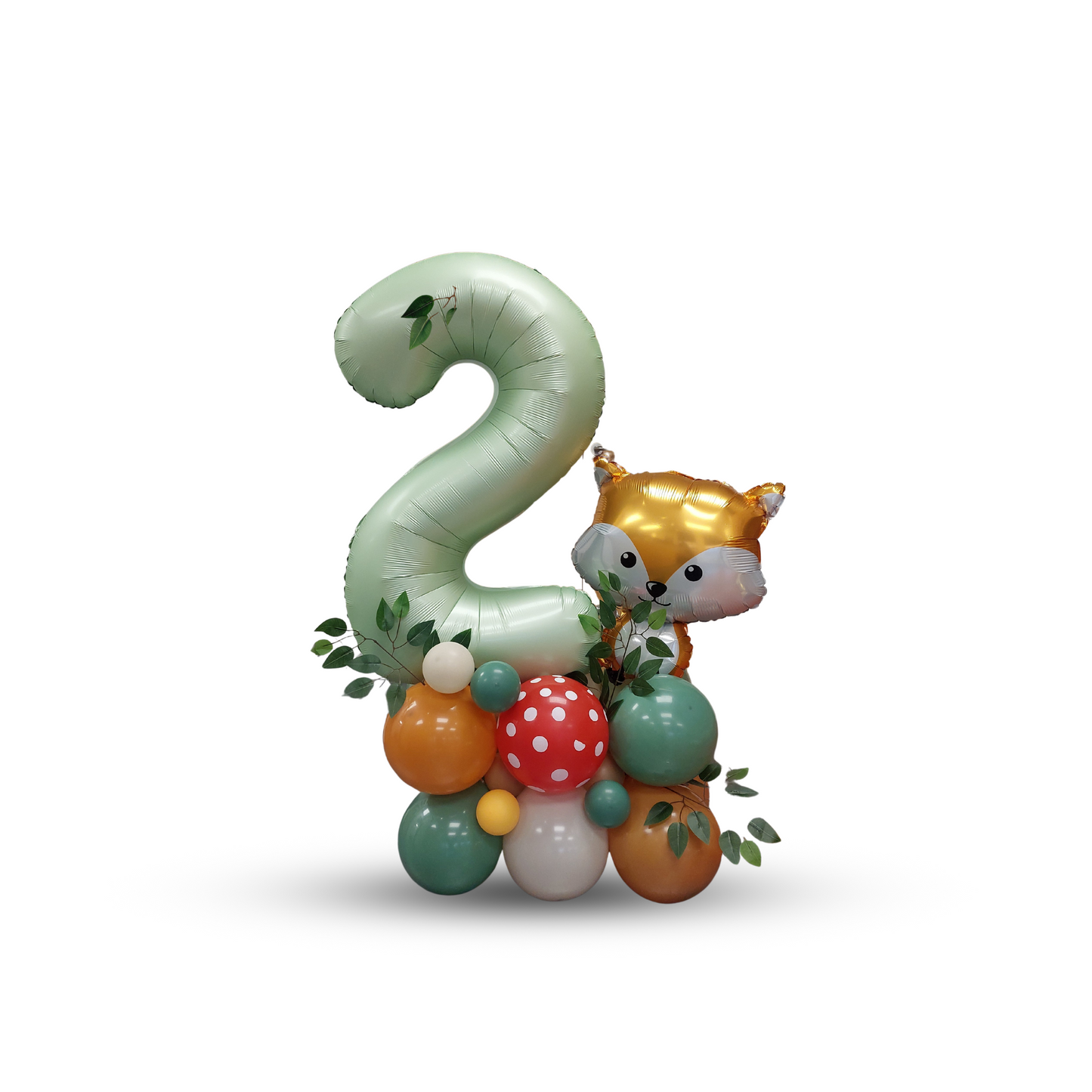 Woodland animals birthday leaves balloon bouquet