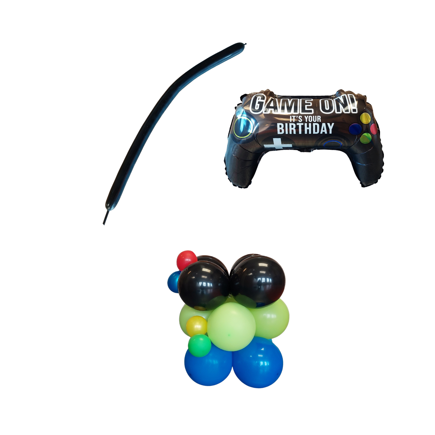 Black gaming game console boys birthday balloon sculpture bouquet