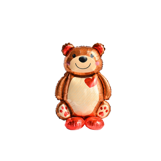 Free standing TEDDY bear love heart balloon