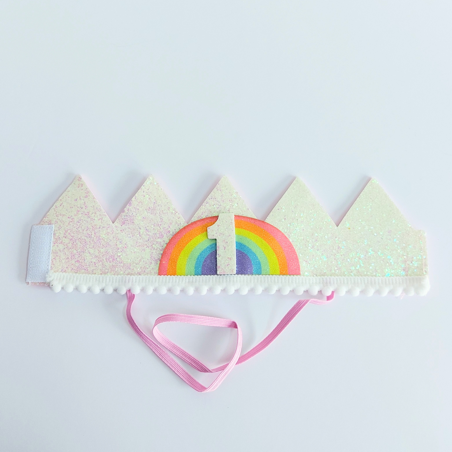 Pastel rainbow birthday cake smashing crown hat