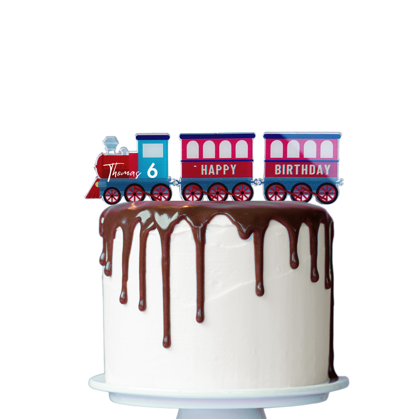 Personalised Vehicle train acrylic cake topper boys men birthday cake decoration