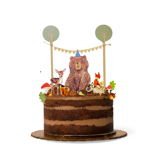 Personalised Woodland Bear Animal cake topper set