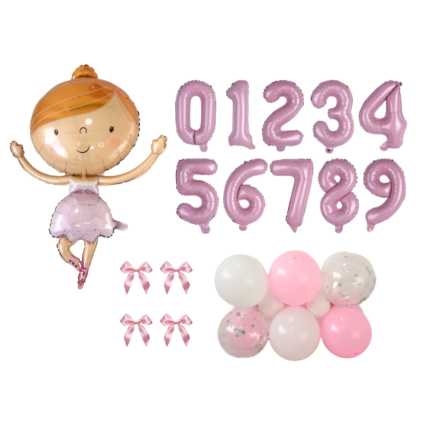 Personalised Little ballerina standing balloon bouquet sculpture 1.3m height