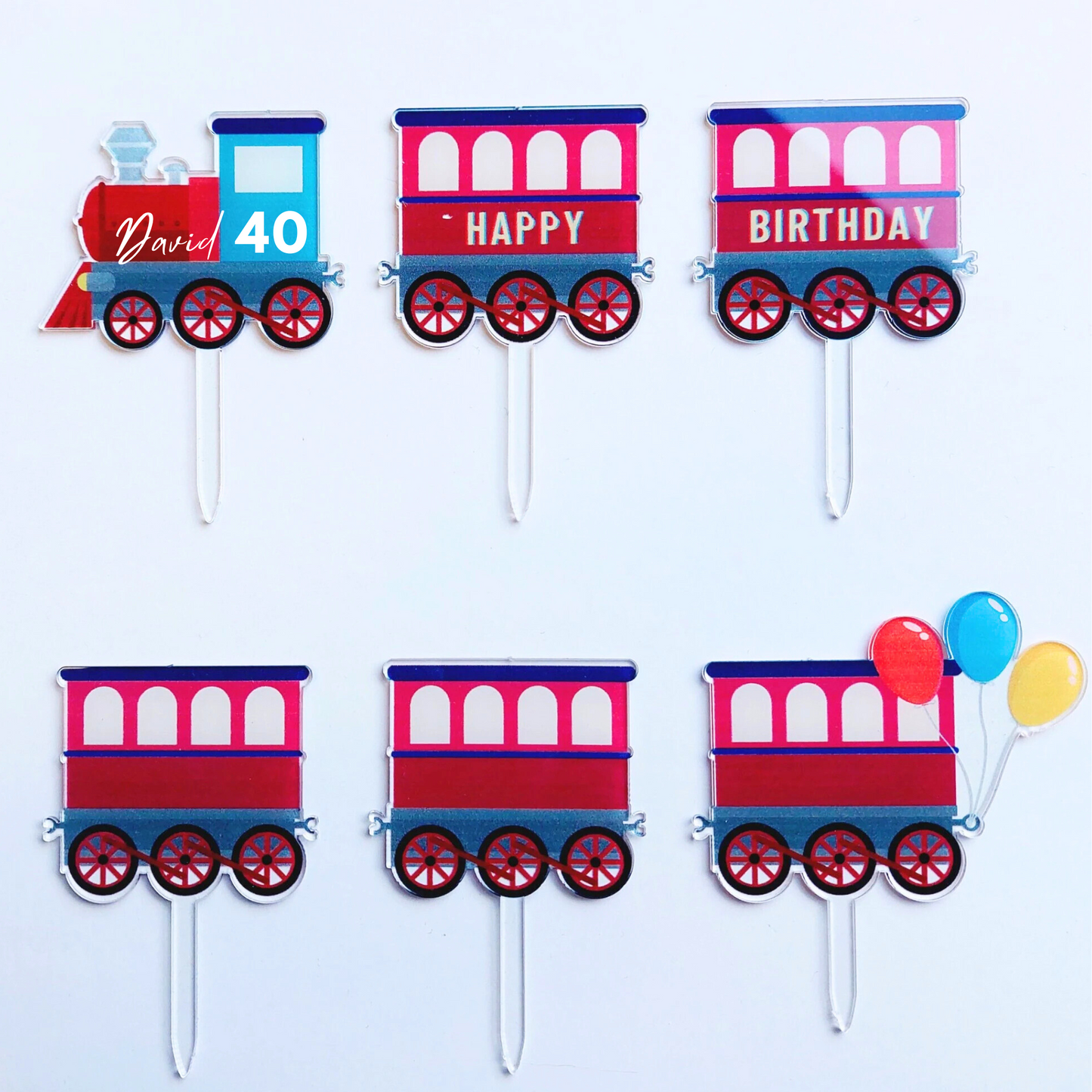 Personalised Vehicle train acrylic cake topper boys men birthday cake decoration