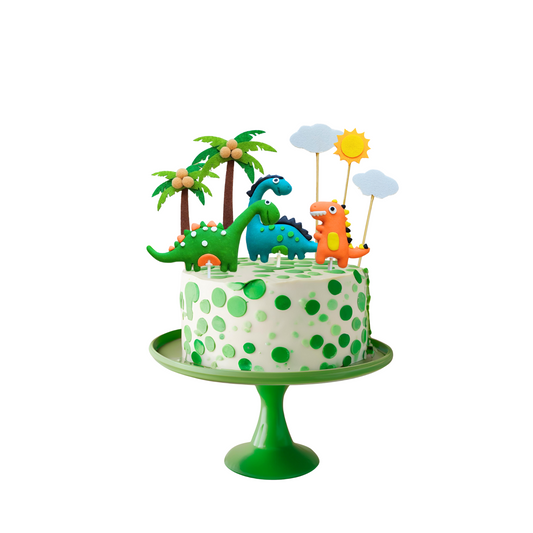 Felt Trees and Clay Dinosaurs Cake Topper set