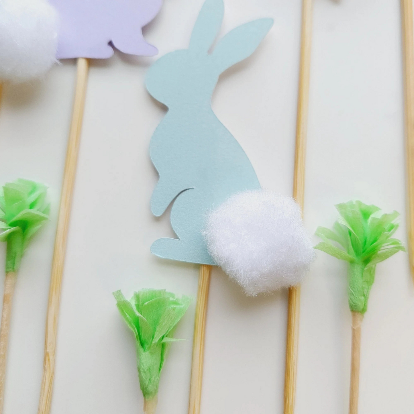 Pastel Easter flowers rabbits bunny cake toppers paper cake decoration girl birthday decoration