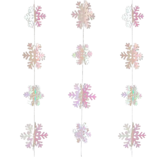 3D iridescent snow flakes bunting decoration