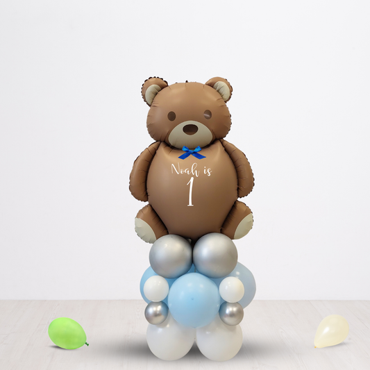 Personalised Teddy bear boys 1st 2nd birthday baby shower christening balloon sculpture bouquet