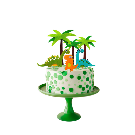 Felt Dinosaurs and Coconut Trees Cake Topper set