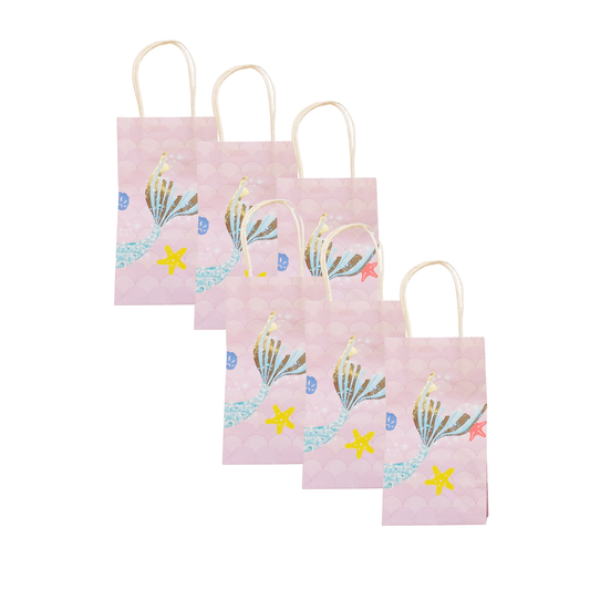 6-pack 12-pack pastel pink mermaid party bags