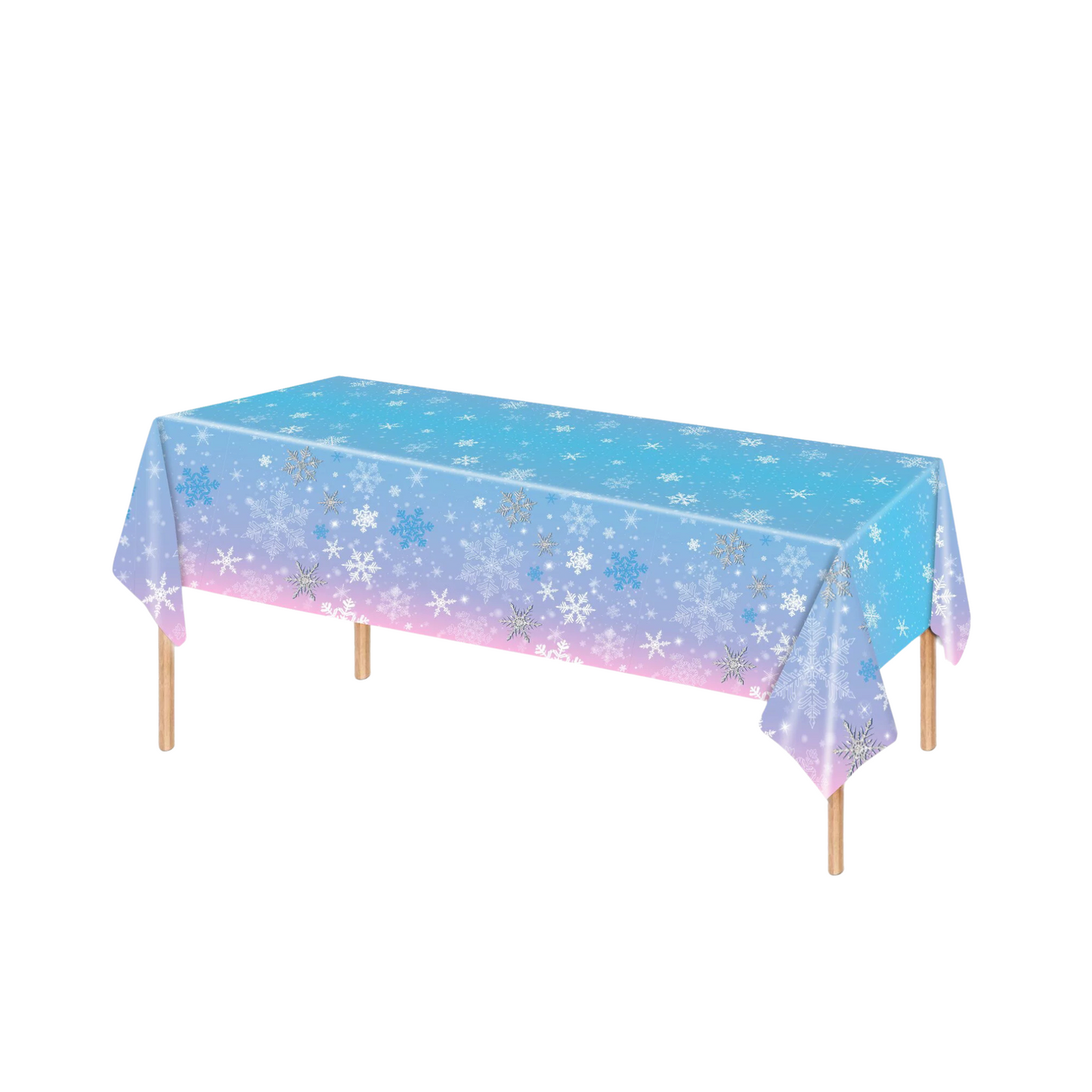 Blue and purple snowflakes Frozen style disposable table cloth sheet