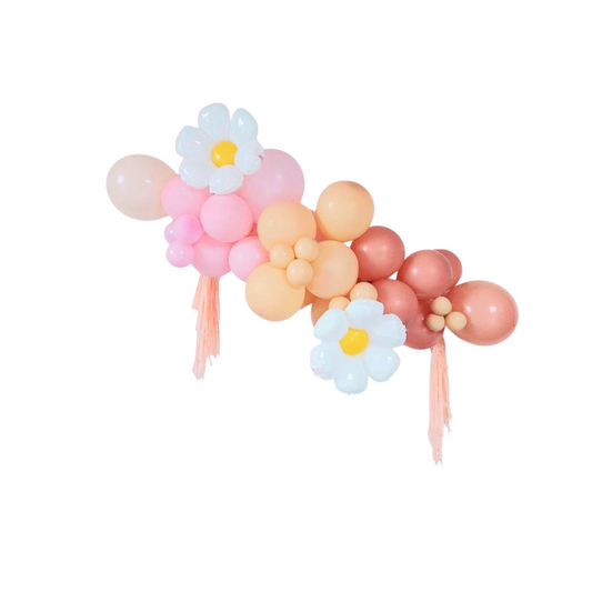 Sweet daisy balloon pink blush balloon garland with tassels