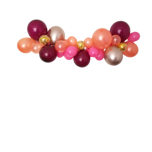 Burgundy rose gold confetti balloon arch cloud garland with happy birthday banner