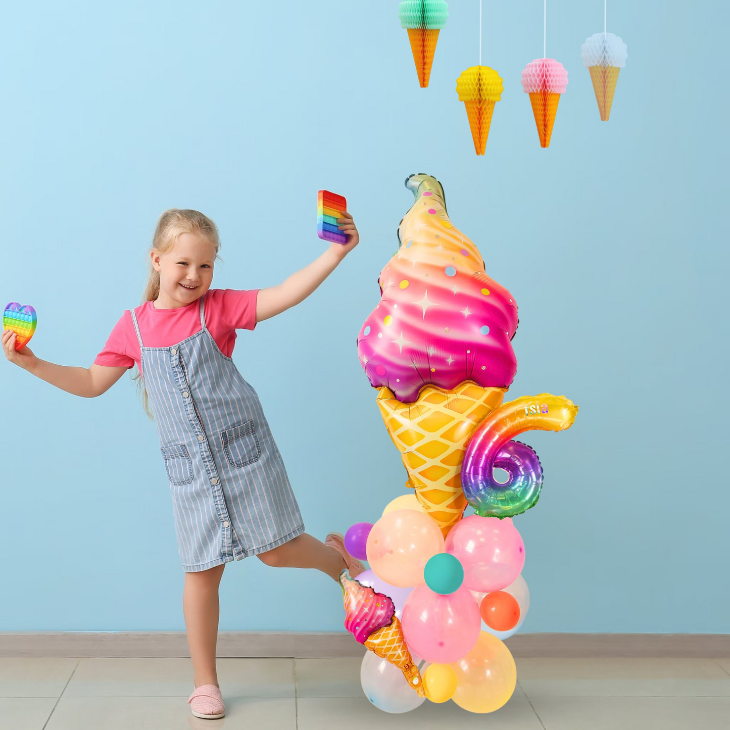 Ice cream girls birthday balloon sculpture bouquet