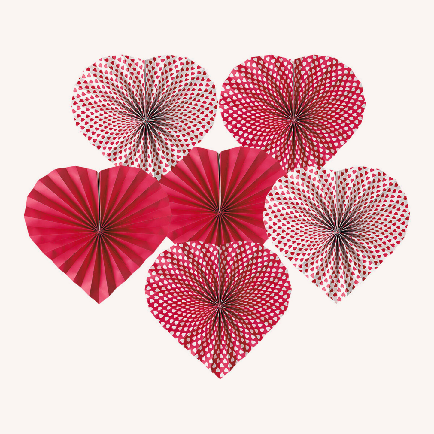 6-pack Red love heart Paper fan decoration wedding women milestone valentine's day birthday decoration