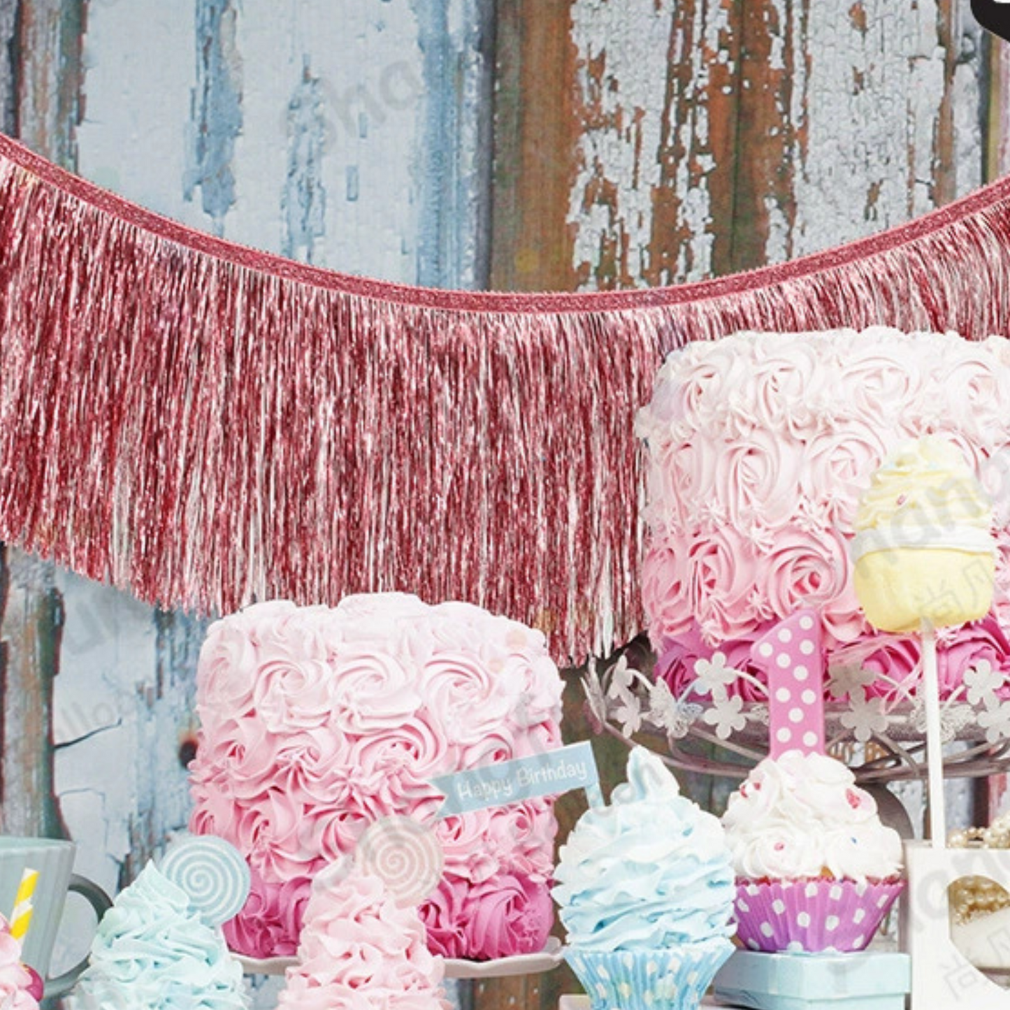 Foil tinsel tassel fringe garland