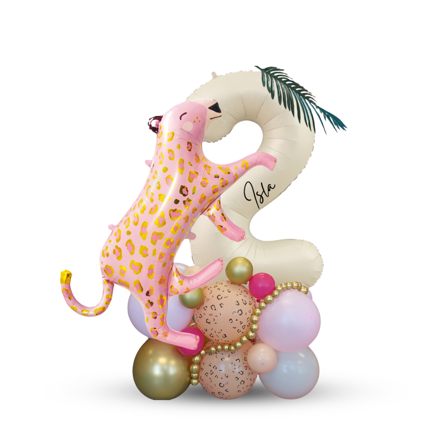 Wild animal pink leopard balloon cream 40inch number bouquet