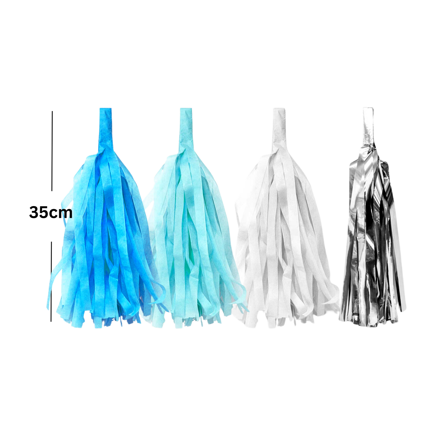 Blue white silver style paper tissue tassel garland